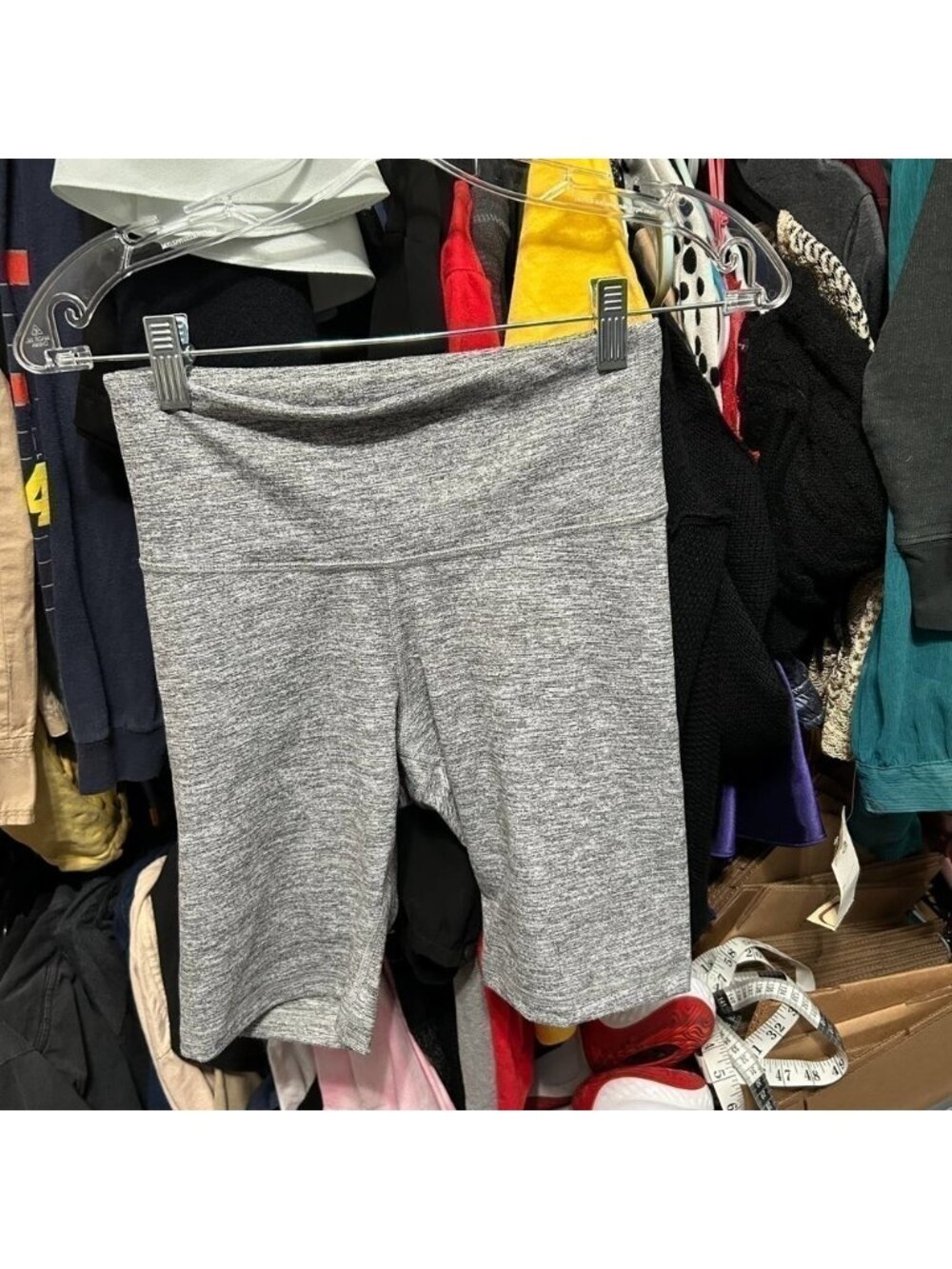 Active Go-Dry Heather Gray Biker Shorts - "Violet" - Picture 3 of 10